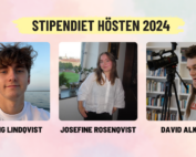 Stipendiet hösten 2024. Bild på Ludwig Lindqvist, Josefine Rosenqvist och David Alkhed